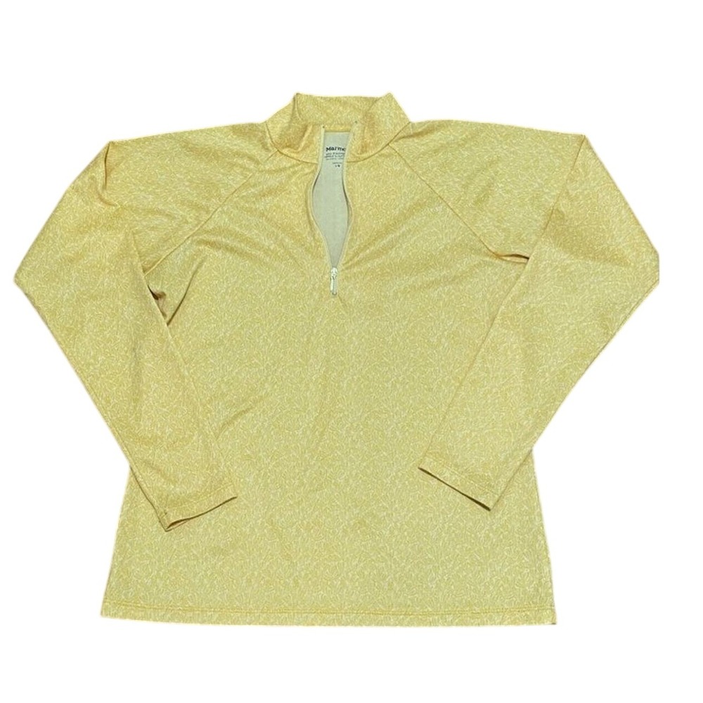 Marmot Womens Pullover‎ Top Yellow Leaf Print Activewear Athletic Large